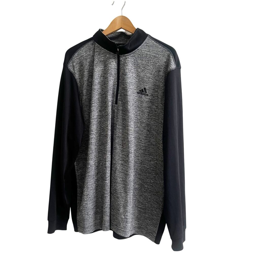Adidas Golf Men’s Long Sleeve Size XL Colorblock Black & Gray 3/4 Front Zip Mock